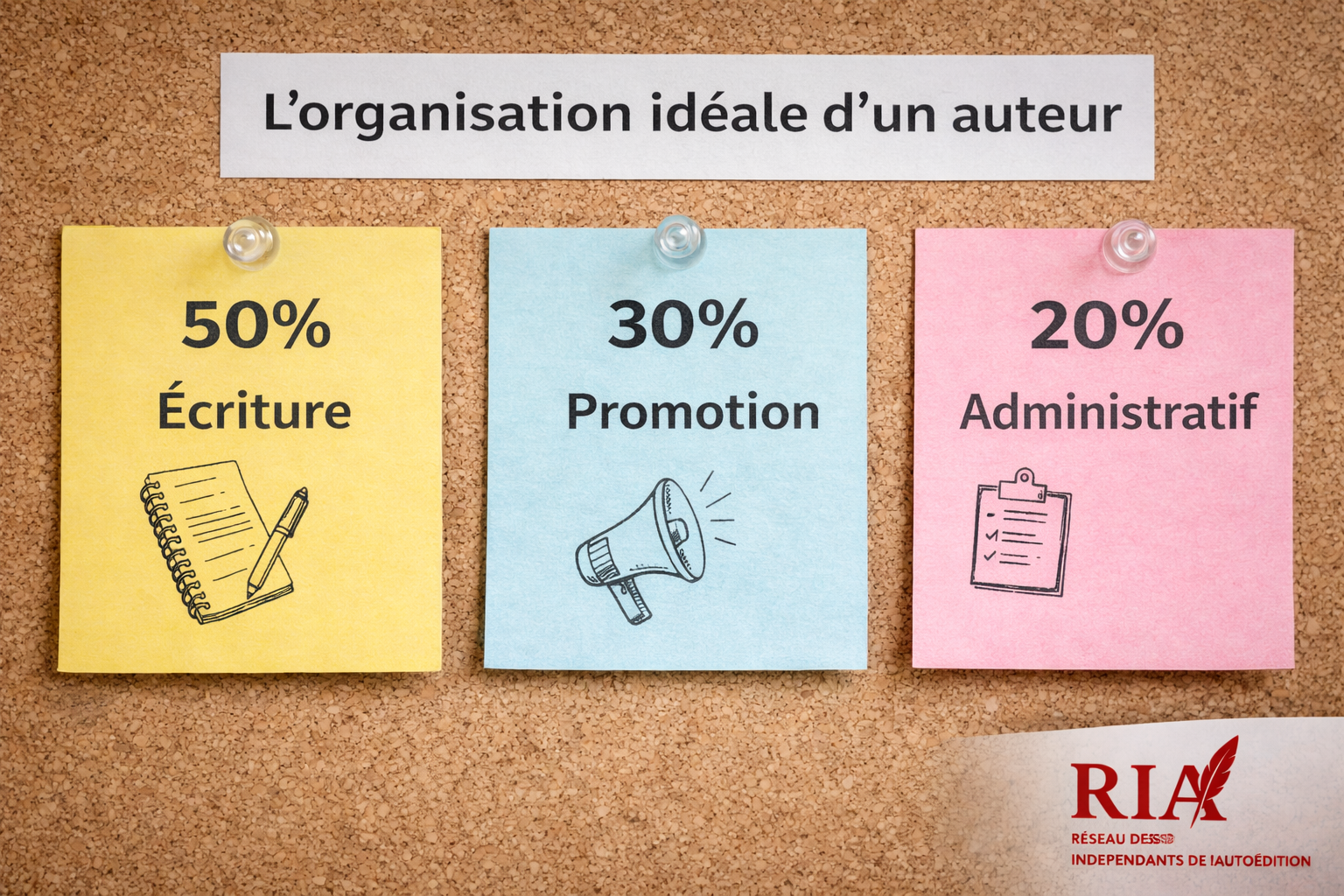 50 % écriture, 30 % promotion, 20 % administratif : l’organisation idéale d’un auteur-entrepreneur
